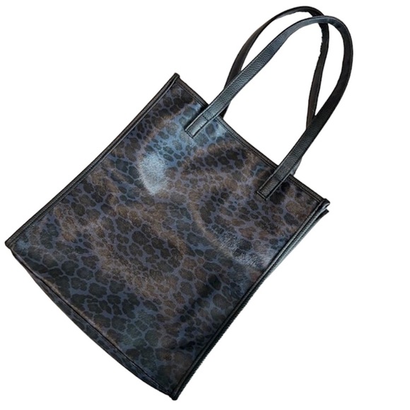 Blue Leopard Print Handbag Tote Bag - Picture 1 of 11